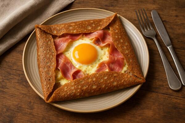 Crêpe jambon, fromage et oeuf